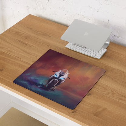 BMW S1000RR Inspired Gaming Desk Pad, Track Superbike Office Decor, Waterproof Rubber Base