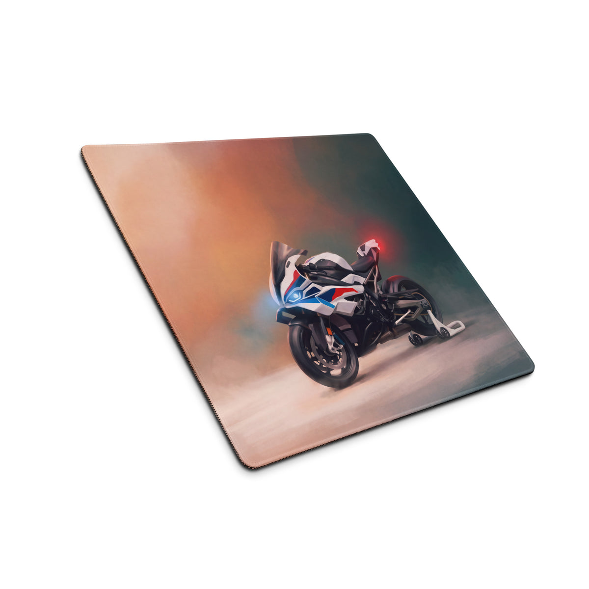 BMW S1000RR Inspired Large Mouse Pad, Racing Sportbike Office Setup, Stitched Edges