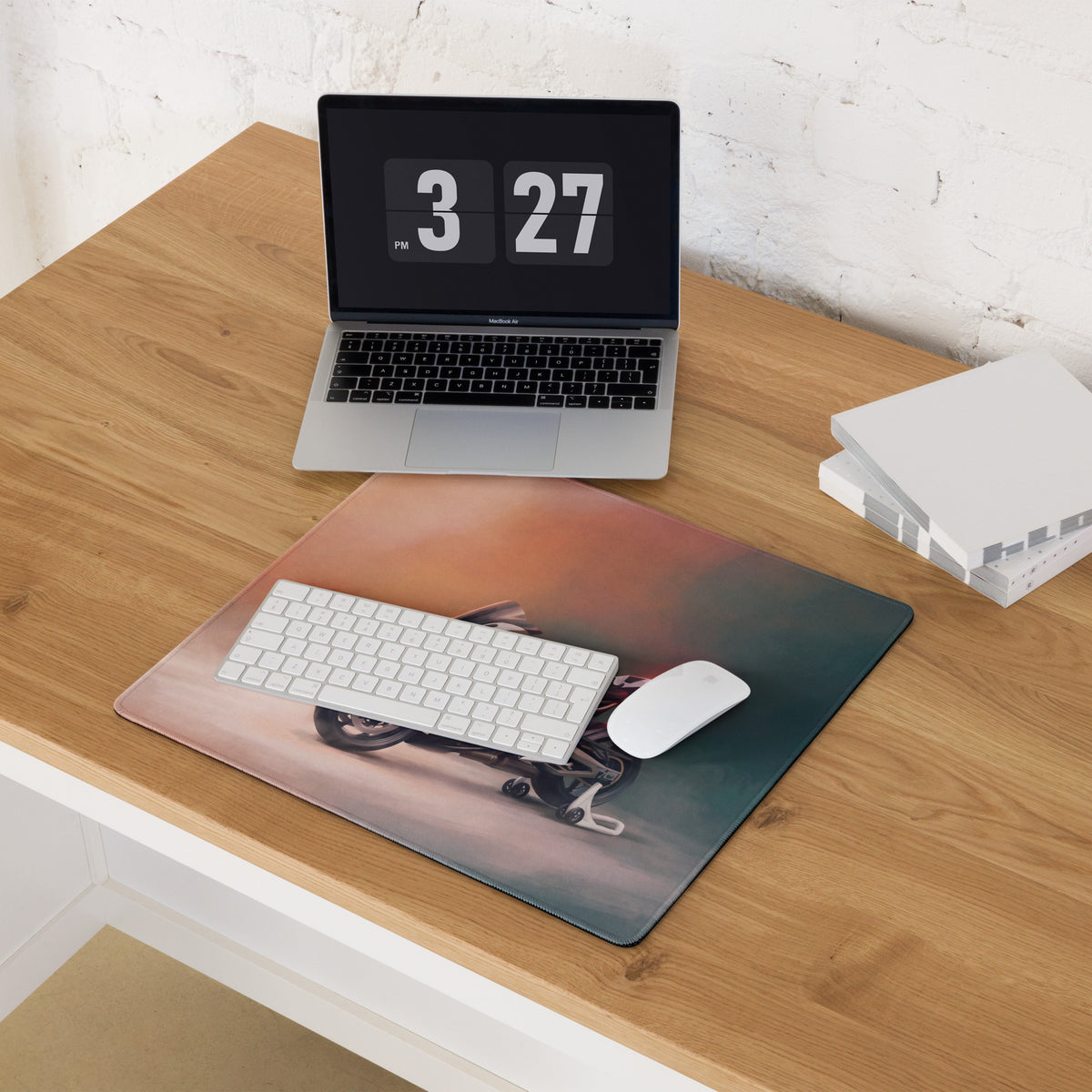 BMW S1000RR Inspired Large Mouse Pad, Racing Sportbike Office Setup, Stitched Edges