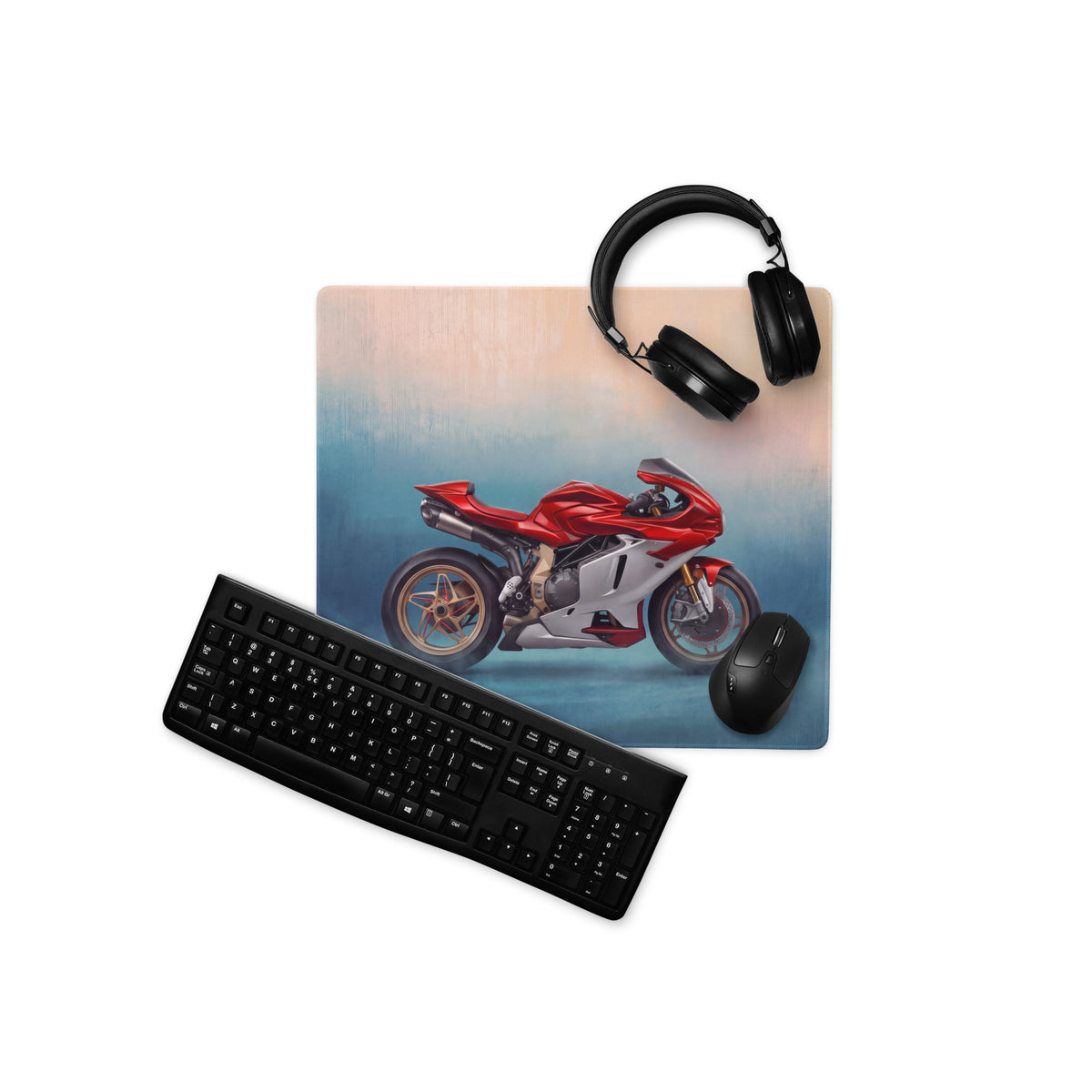 MV Agusta Superveloce Inspired Extra Large Gaming Mousepad, Italian Superbike Office Decor, Non-Slip Stitched Edges