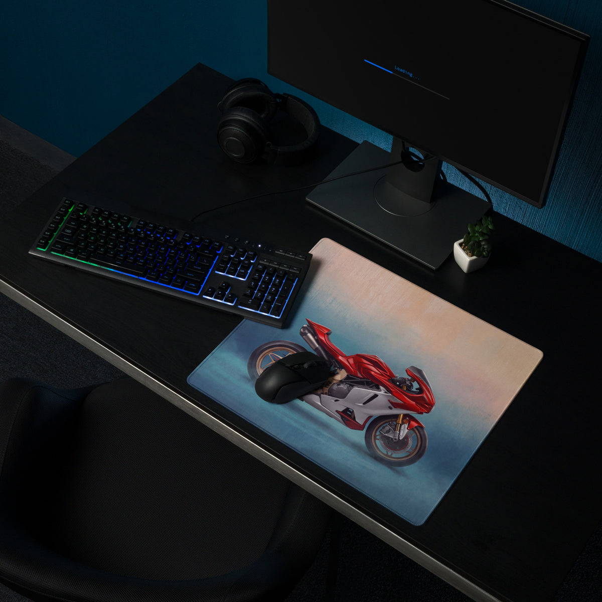 MV Agusta Superveloce Inspired Extra Large Gaming Mousepad, Italian Superbike Office Decor, Non-Slip Stitched Edges