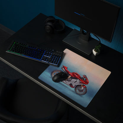 MV Agusta Superveloce Inspired Extra Large Gaming Mousepad, Italian Superbike Office Decor, Non-Slip Stitched Edges