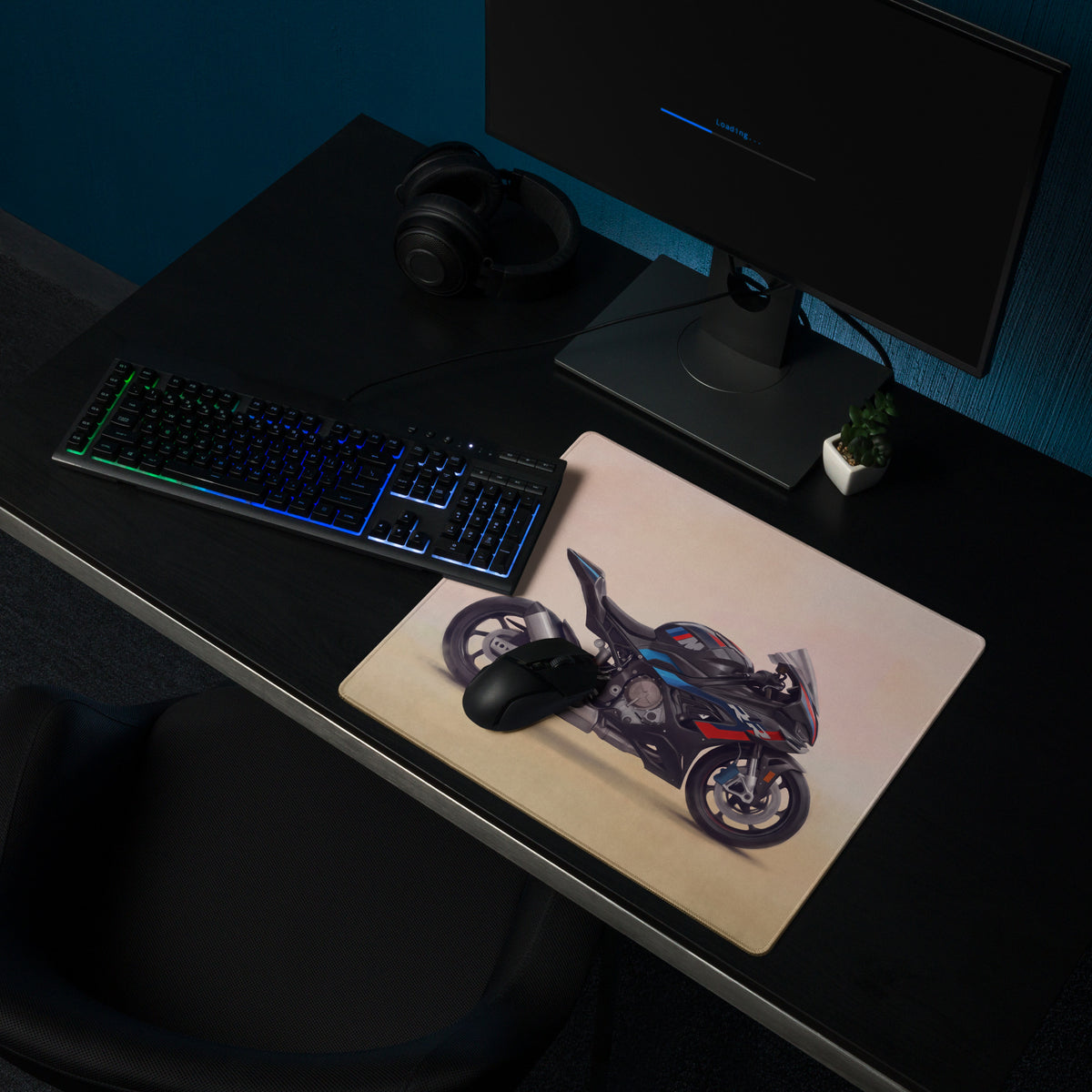BMW M1000RR Inspired Extended Desk Mat, Track Superbike Gamer Gift, Smooth Tracking Surface