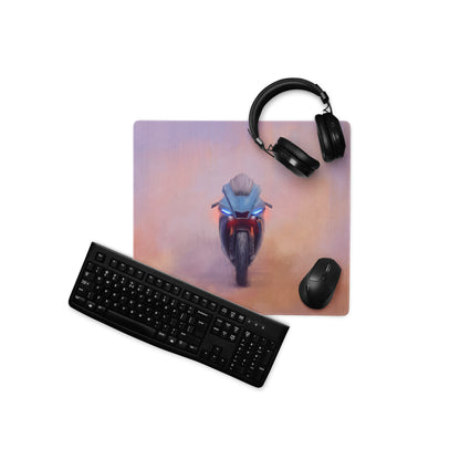 Yamaha R1 Inspired Large Mouse Pad, Racing Motorcycle Setup, Waterproof Rubber Base