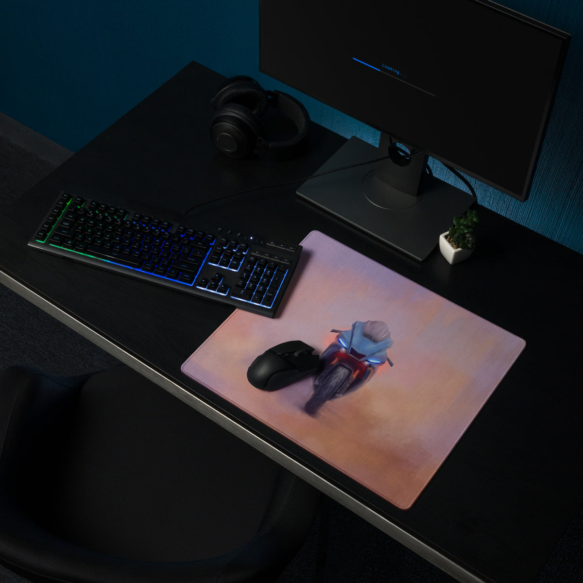 Yamaha R1 Inspired Large Mouse Pad, Racing Motorcycle Setup, Waterproof Rubber Base
