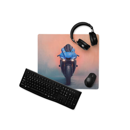 Yamaha YZF-R1 Inspired Giant Desk Mat, Supersport Office Accessory, Stitched Edges