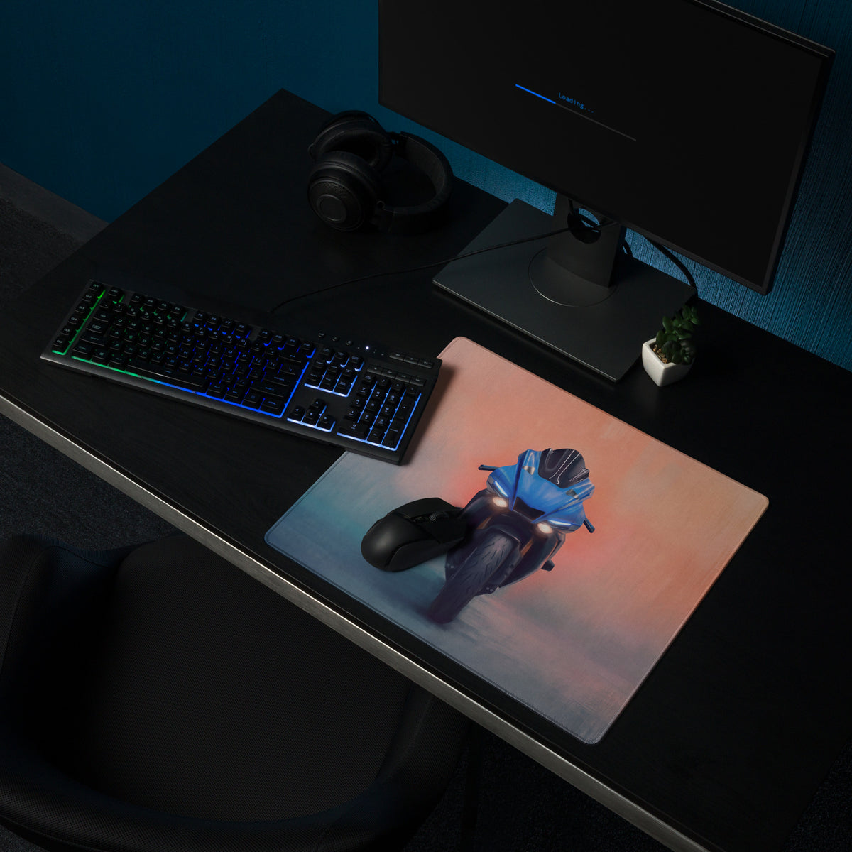 Yamaha YZF-R1 Inspired Giant Desk Mat, Supersport Office Accessory, Stitched Edges
