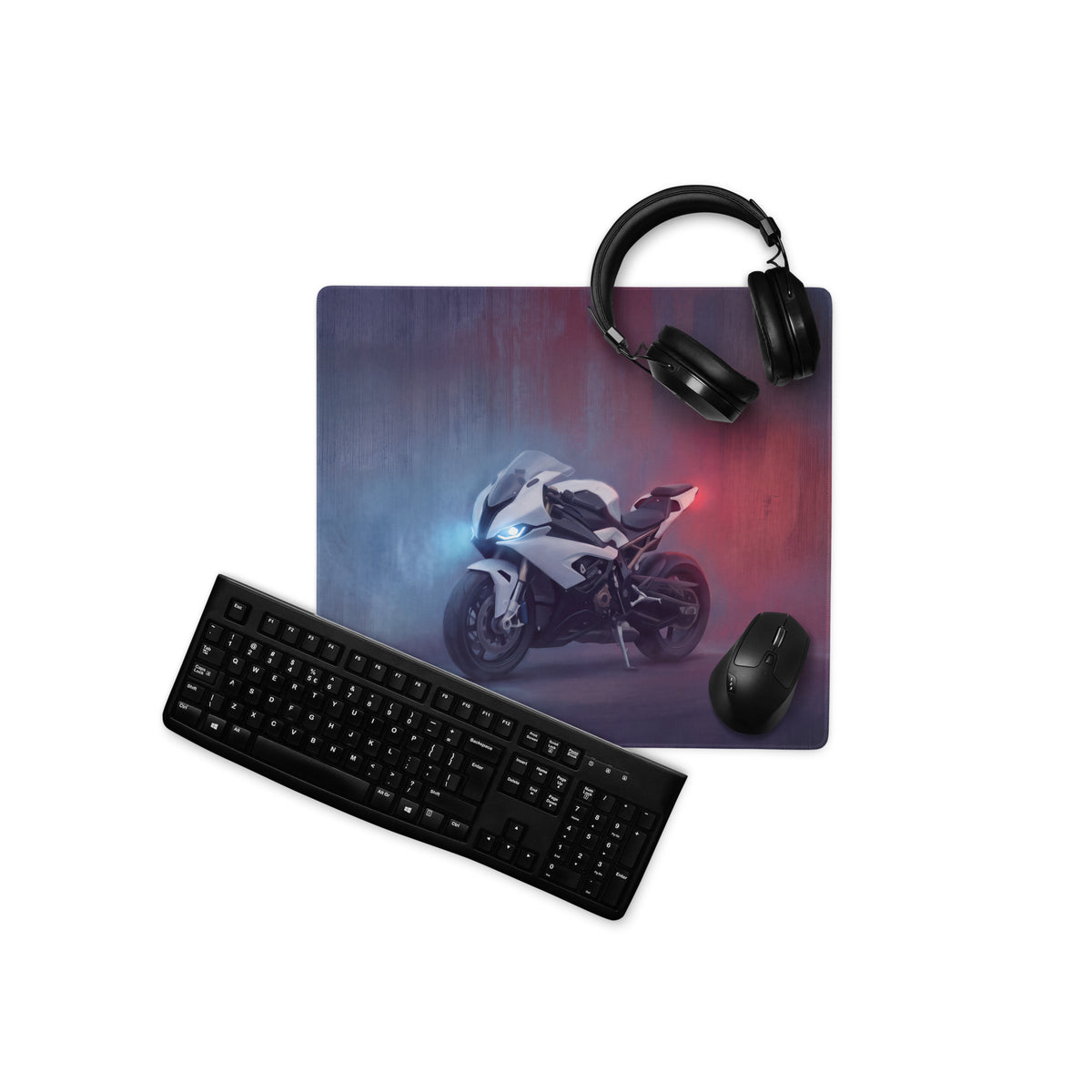 BMW S1000RR Inspired Extended Gaming Desk Mat, Track Superbike Office Decor, Non-Slip Base