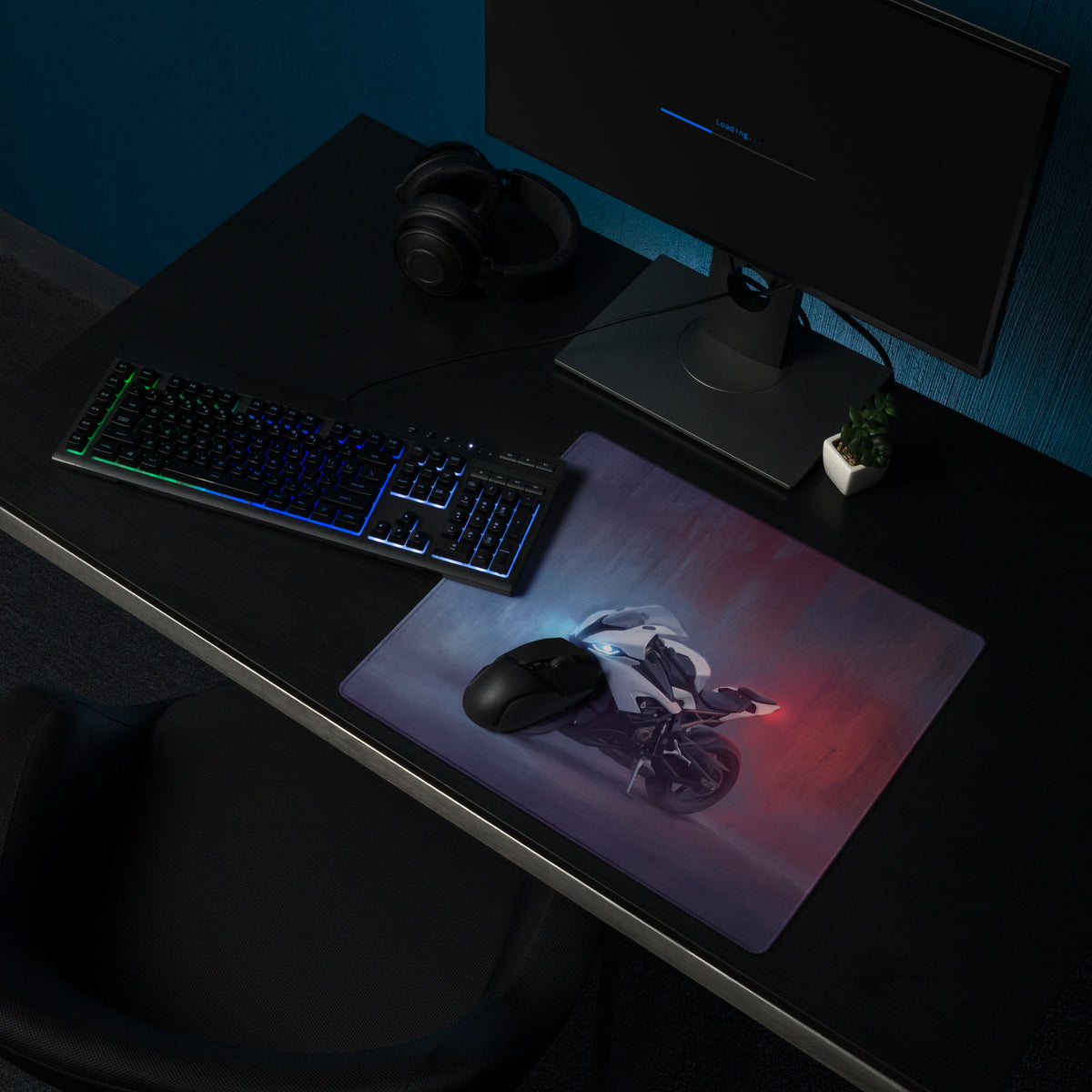 BMW S1000RR Inspired Extended Gaming Desk Mat, Track Superbike Office Decor, Non-Slip Base