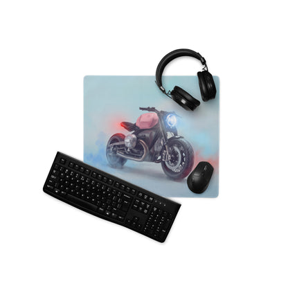 BMW R18 Inspired Giant Desk Mat, Classic Cruiser Motorcycle Gamer Gift, Stitched Edges Mousepad