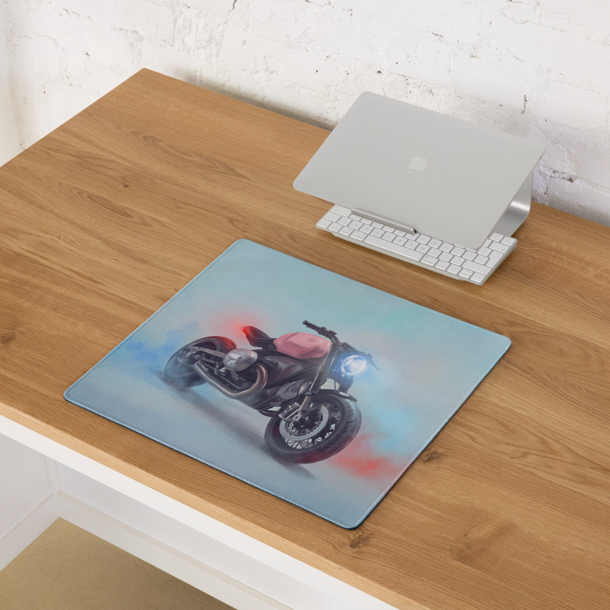 BMW R18 Inspired Giant Desk Mat, Classic Cruiser Motorcycle Gamer Gift, Stitched Edges Mousepad