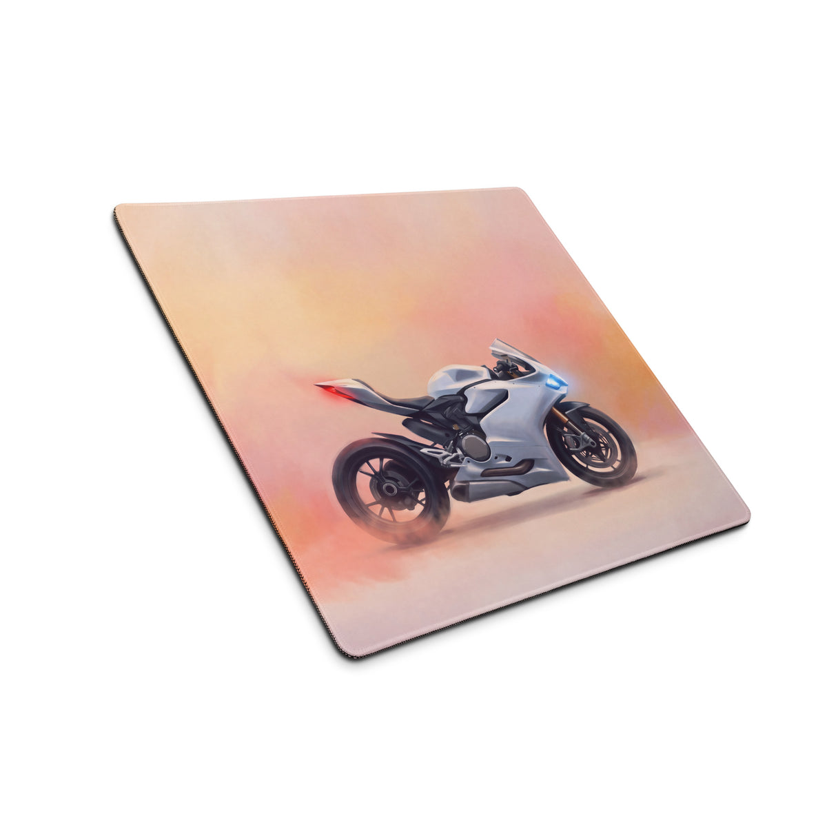 Ducati Panigale White Inspired Giant Desk Mat, Italian Superbike Office Setup, Precision Tracking