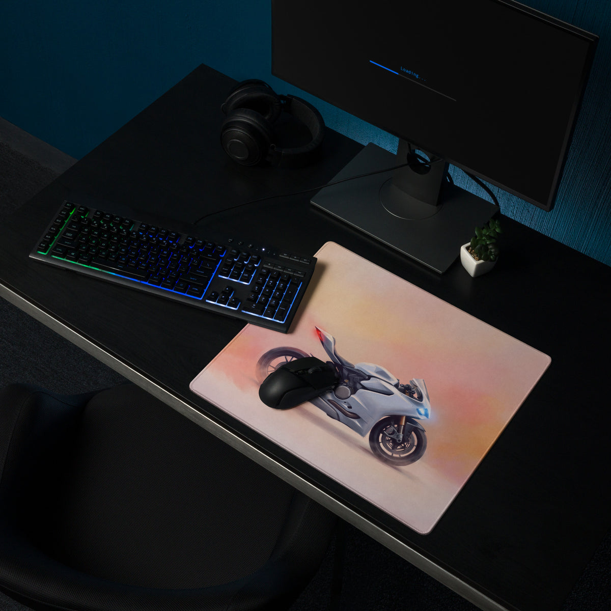 Ducati Panigale White Inspired Giant Desk Mat, Italian Superbike Office Setup, Precision Tracking