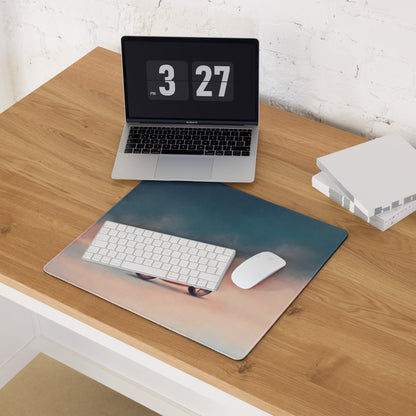 Aprilia RSV4 Xtrenta inspired large rectangular mousepad with vintage bicycle print and stitched edges for gamers