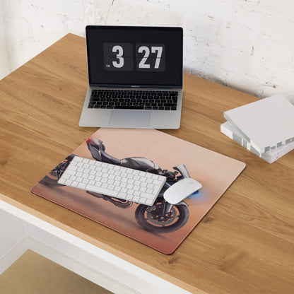 Kawasaki Ninja H2 Inspired Extended Desk Mat, Supercharged Hyperbike Office Decor, Stitched Edges