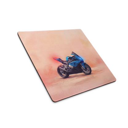 Bmw s1000rr inspired large mouse pad with blue and black motorcycle graphic and waterproof base for racing desks