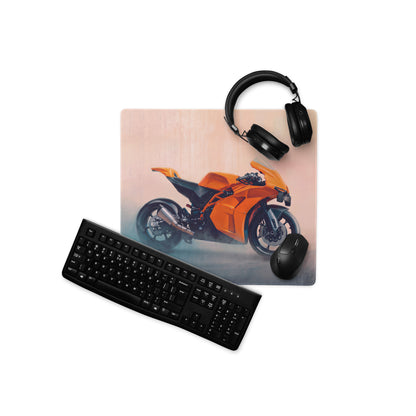 KTM RC16 Inspired Extended Desk Mat, Racing Motorcycle Office Decor, Smooth Stitched Edges