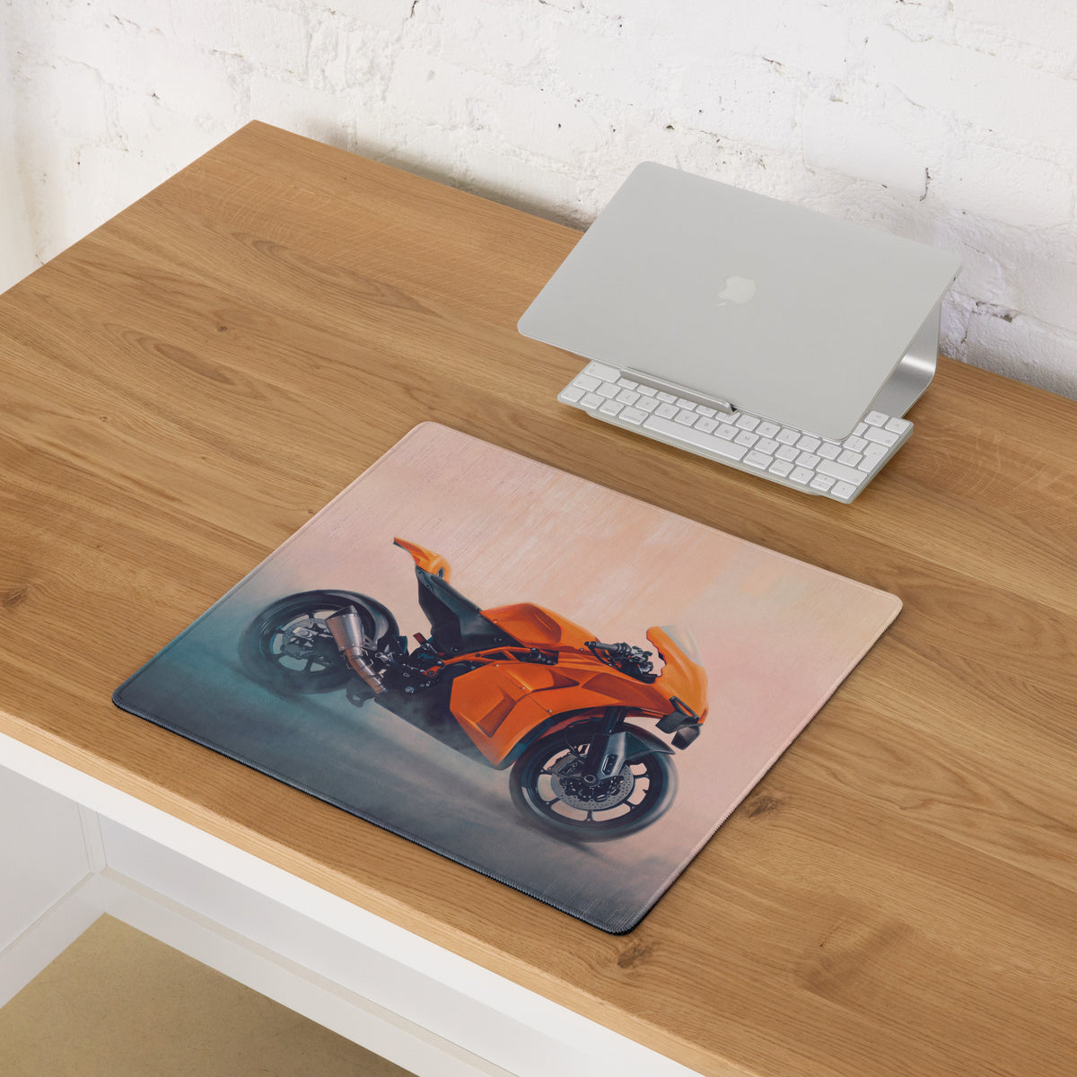KTM RC16 Inspired Extended Desk Mat, Racing Motorcycle Office Decor, Smooth Stitched Edges