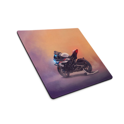 BMW S1000RR Inspired Giant Desk Mat, Track Sportbike Office Setup, Smooth Tracking