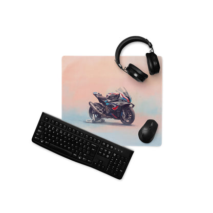 BMW M1000RR Inspired Extra Large Gaming Mousepad, Motorsport Office Setup, Waterproof Rubber Base