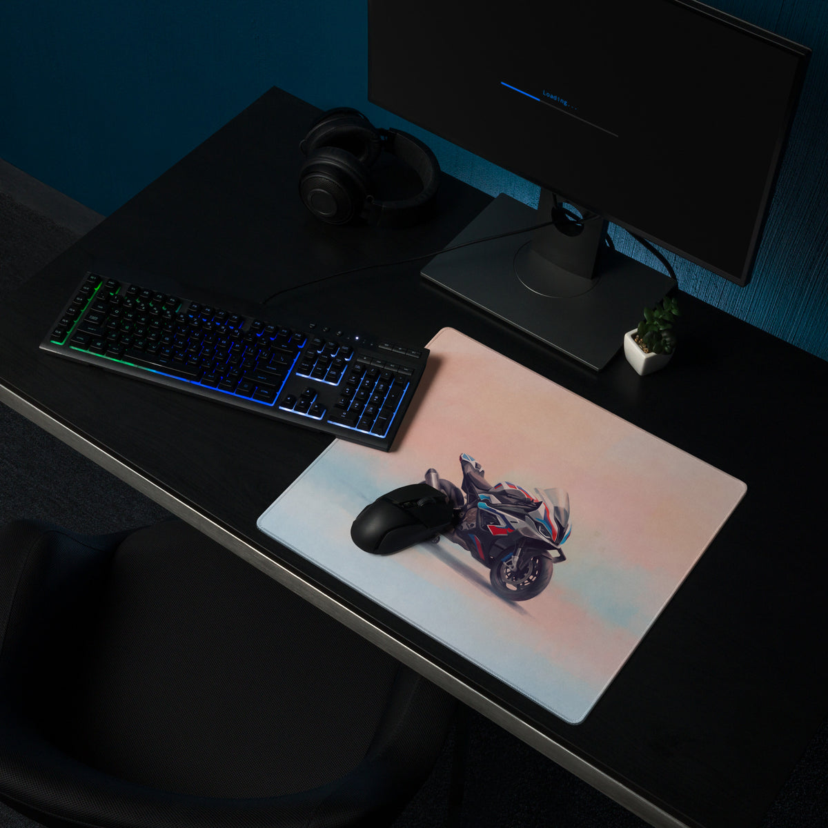 BMW M1000RR Inspired Extra Large Gaming Mousepad, Motorsport Office Setup, Waterproof Rubber Base