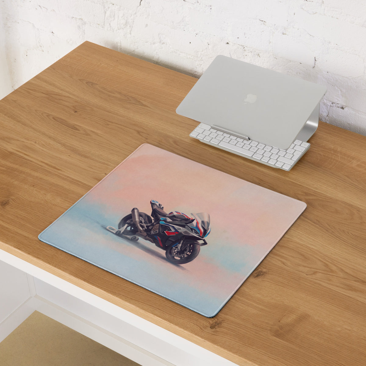 BMW M1000RR Inspired Extra Large Gaming Mousepad, Motorsport Office Setup, Waterproof Rubber Base