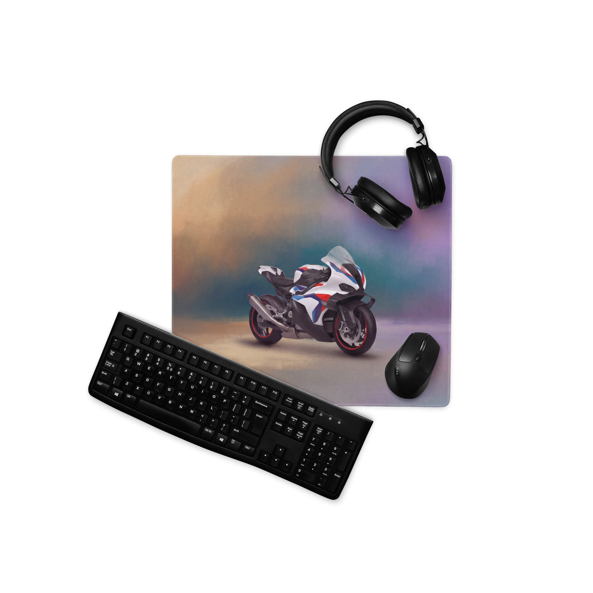 BMW M1000RR Inspired Extended Desk Mat, Racing Superbike Office Decor, Smooth Tracking Surface