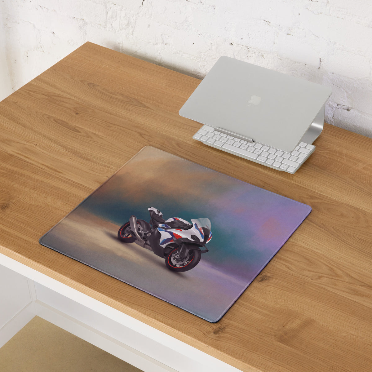 BMW M1000RR Inspired Extended Desk Mat, Racing Superbike Office Decor, Smooth Tracking Surface