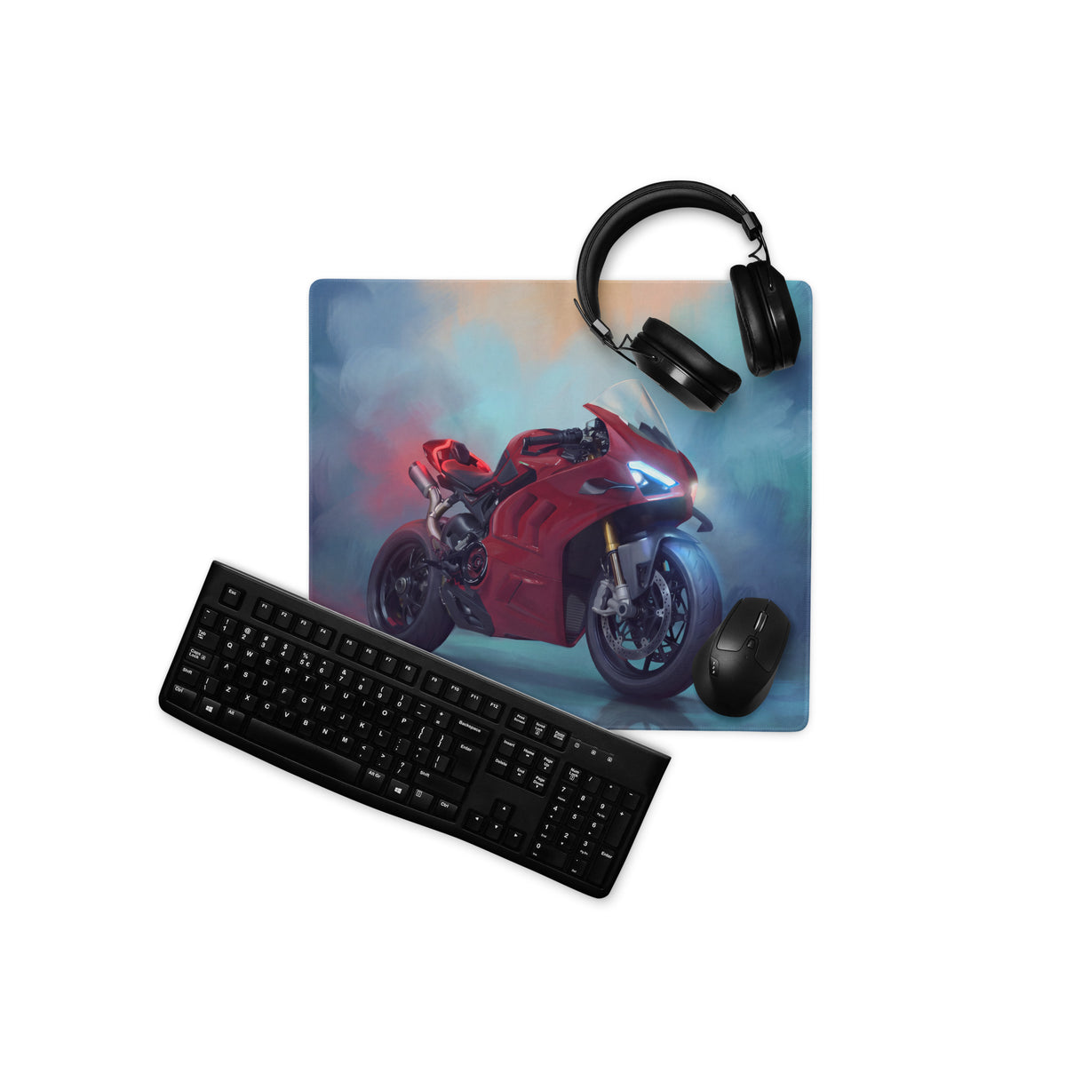 Ducati Panigale V4 Inspired Extra Large Gaming Mousepad, Italian Superbike Desk Mat, Non-Slip Base