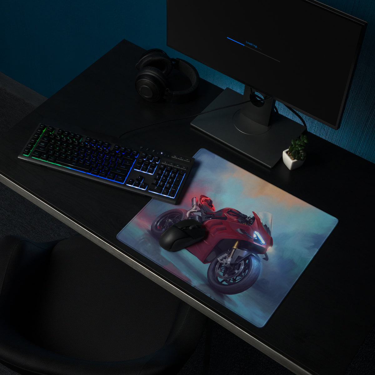 Ducati Panigale V4 Inspired Extra Large Gaming Mousepad, Italian Superbike Desk Mat, Non-Slip Base