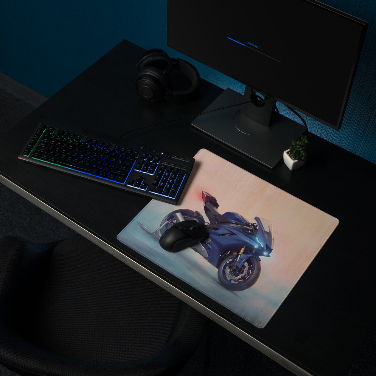 Yamaha YZF-R6 Inspired Giant Desk Mat, Sportbike Office Setup, Smooth Tracking Surface