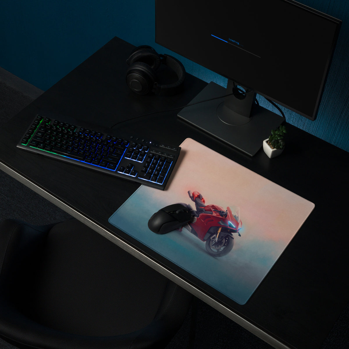 Ducati Panigale V4S Inspired Extra Large Gaming Mousepad, Italian Superbike Desk Accessory, Non-Slip Rubber Base