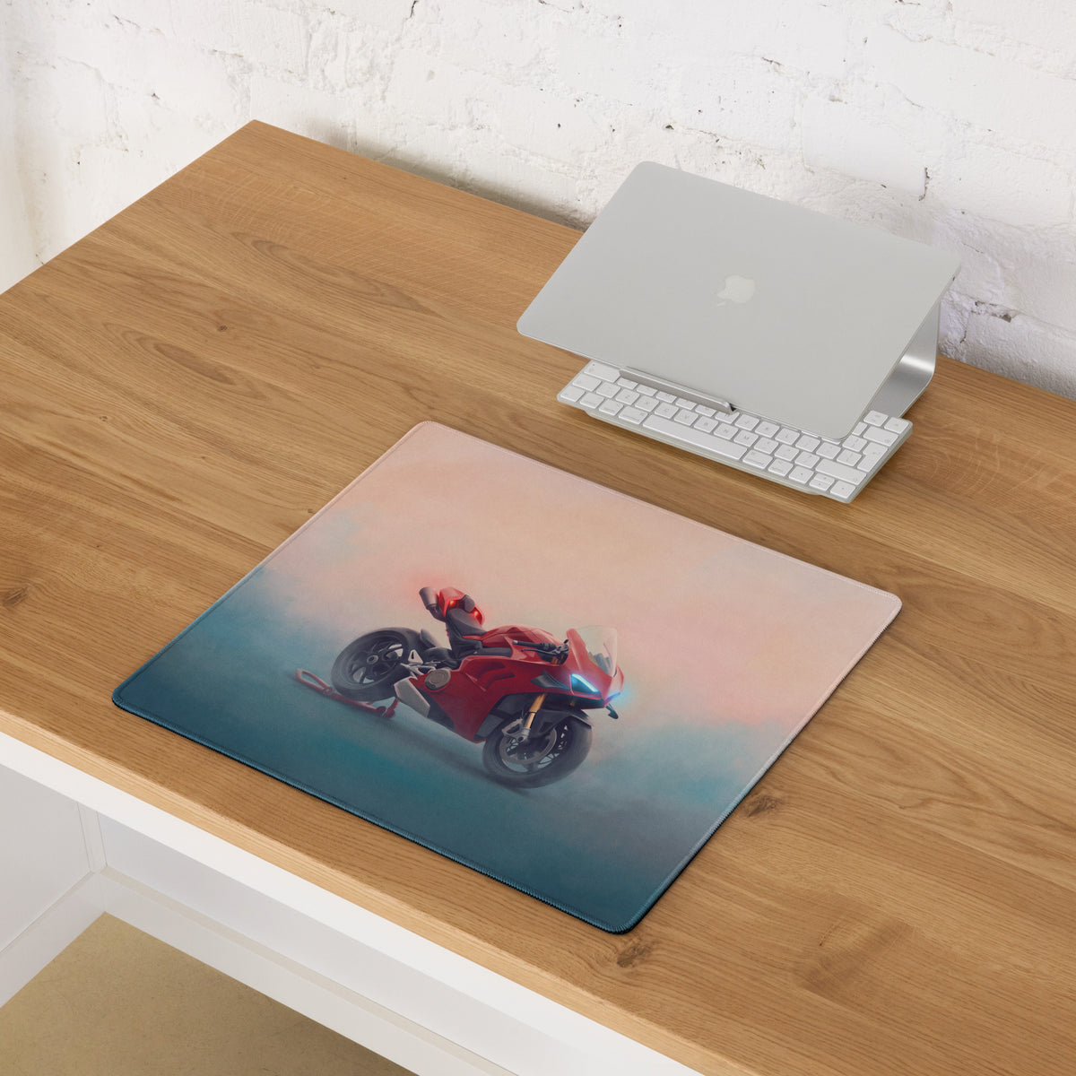 Ducati Panigale V4S Inspired Extra Large Gaming Mousepad, Italian Superbike Desk Accessory, Non-Slip Rubber Base