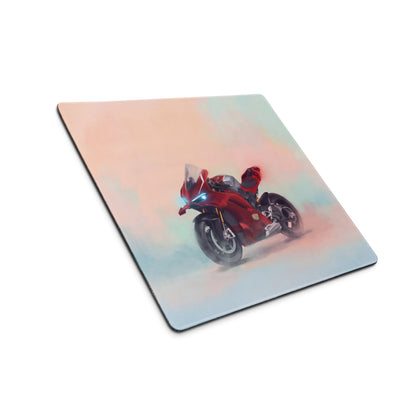 Ducati Superbike V4S Inspired Extended Desk Mat, Red Racing Office Decor, Smooth Stitched Edges