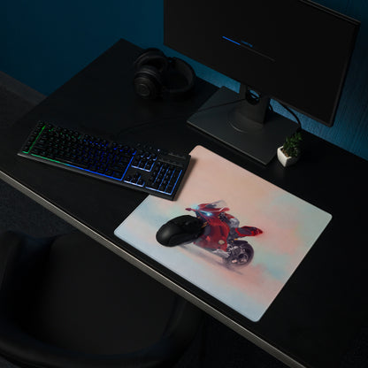 Ducati Superbike V4S Inspired Extended Desk Mat, Red Racing Office Decor, Smooth Stitched Edges