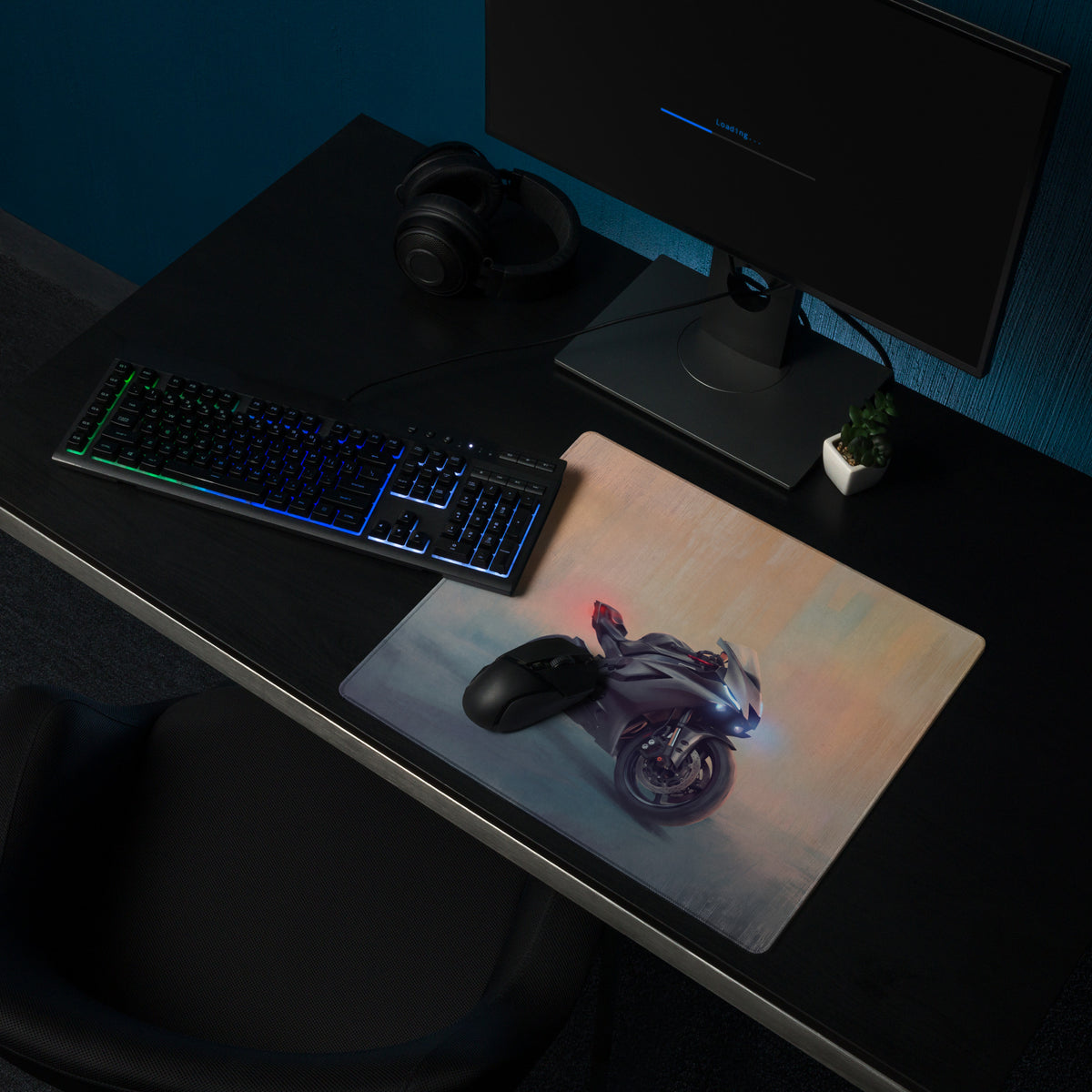Yamaha R6 Dark Edition Inspired Giant Desk Mat, Stealth Supersport Office Setup, Precision Gaming Accessory