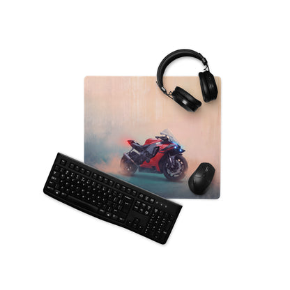 Yamaha R1 Inspired Extended Desk Mat, Racing Motorcycle Office Decor, Smooth Stitched Edges