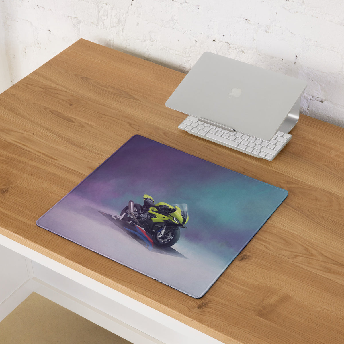 BMW S1000RR Inspired Extra Large Gaming Desk Mat, Neon Green Superbike Office Mousepad
