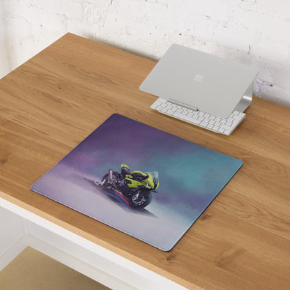 BMW S1000RR Inspired Extra Large Gaming Desk Mat, Neon Green Superbike Office Mousepad