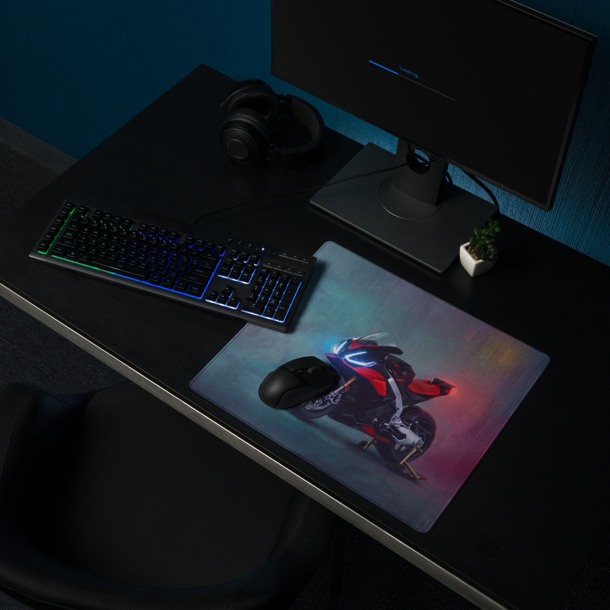 Aprilia RSV4 Factory Inspired Extended Racing Mouse Pad, Red and Black Superbike Gaming Desk Mat
