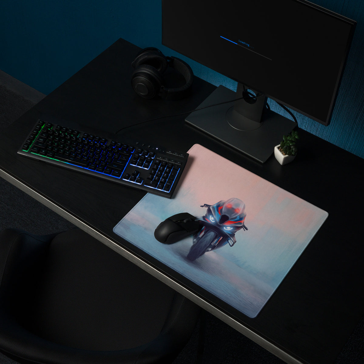 BMW M1000RR Inspired Extra Large Desk Pad, Motorsport Blue and Red Gamer Mousepad