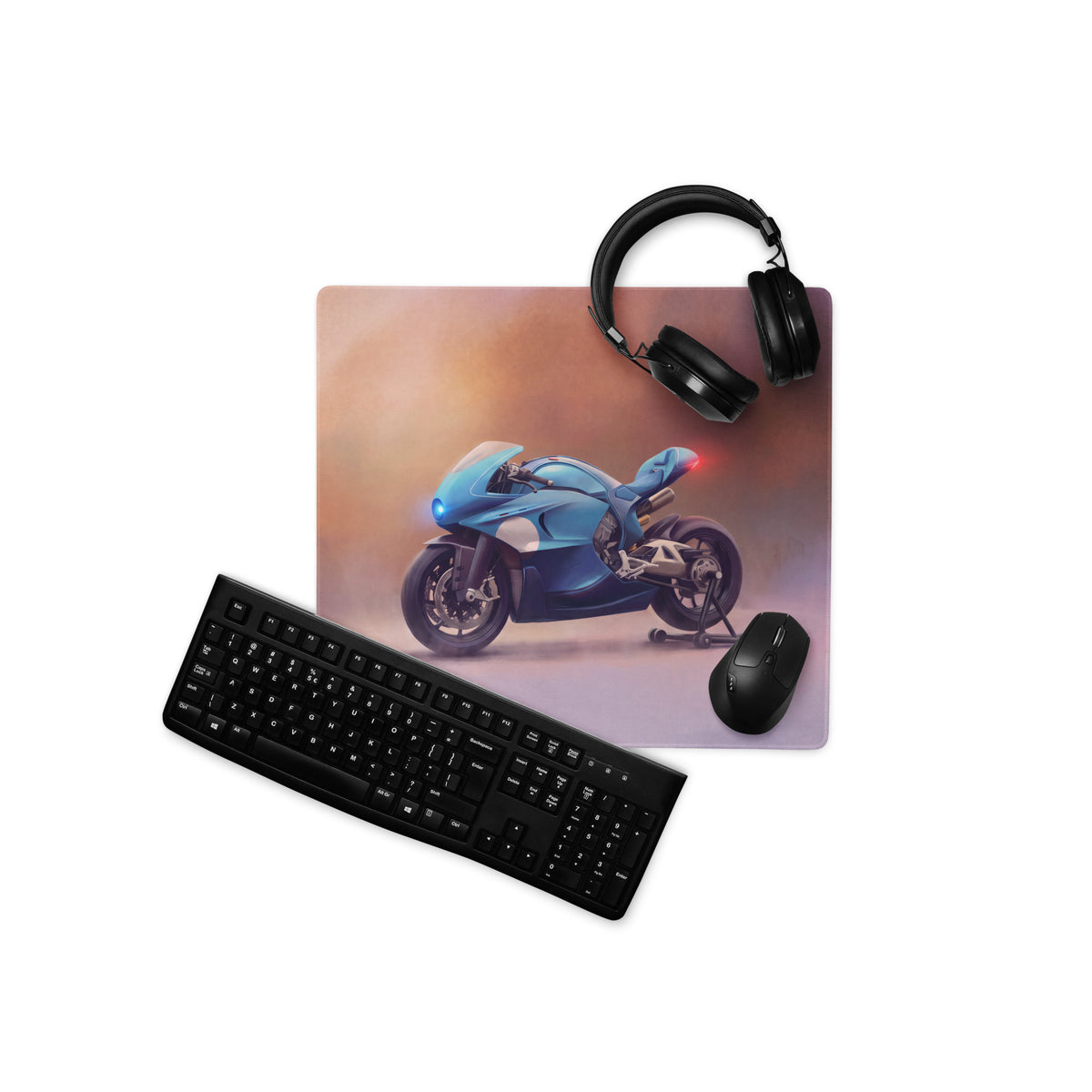 Bugatti Concept Bike Inspired Oversized Gaming Mouse Pad, Ocean Blue Sportbike Desk Protector