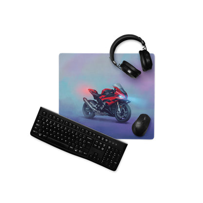 BMW S1000RR Inspired Extended Office Mousepad, Crimson Superbike Workstation Mat