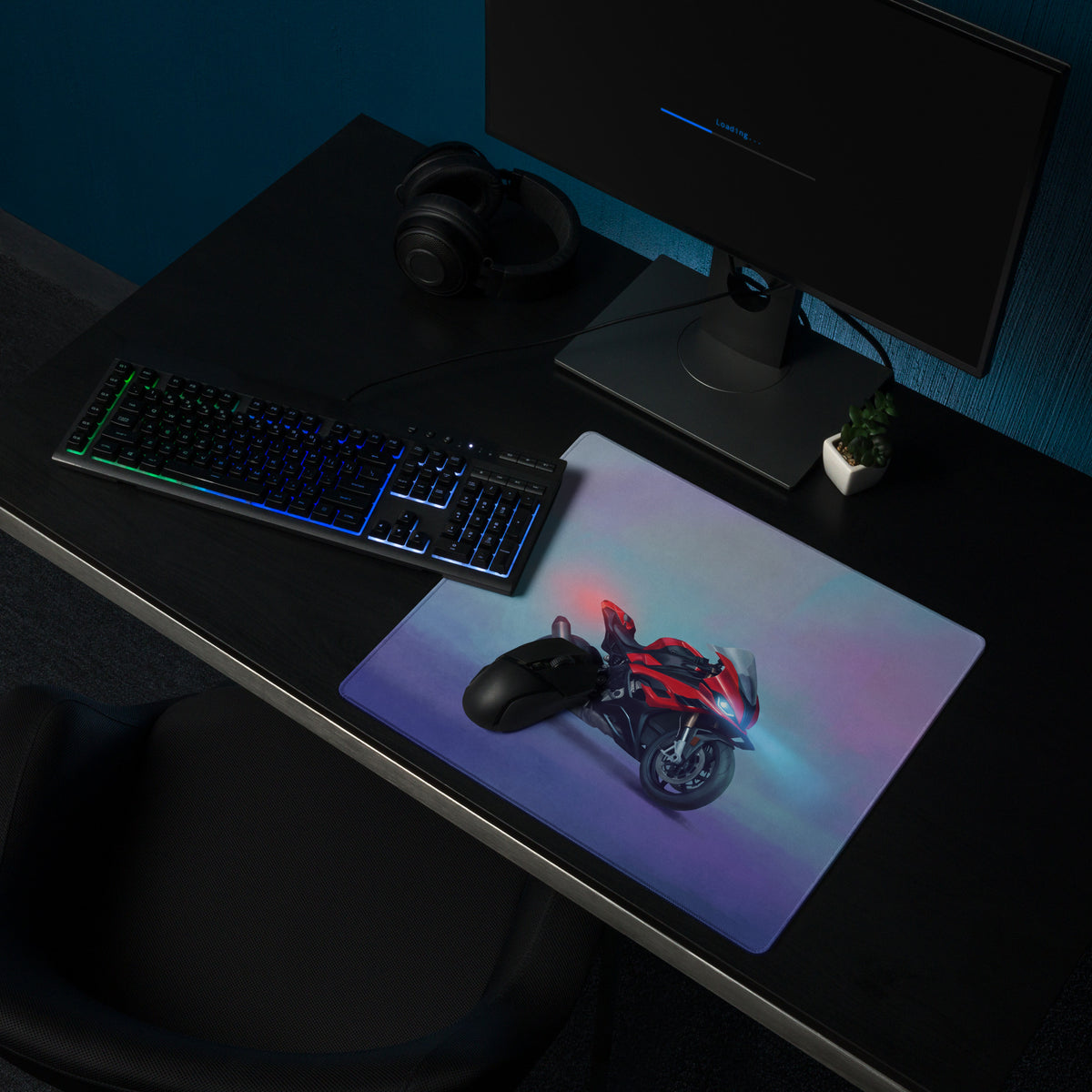 BMW S1000RR Inspired Extended Office Mousepad, Crimson Superbike Workstation Mat