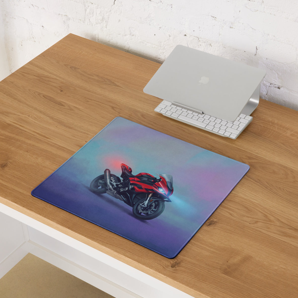 BMW S1000RR Inspired Extended Office Mousepad, Crimson Superbike Workstation Mat
