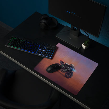 Kawasaki Ninja H2 Inspired Extended Keyboard Mat, Dark Metallic Supercharged Sportbike Desk Pad