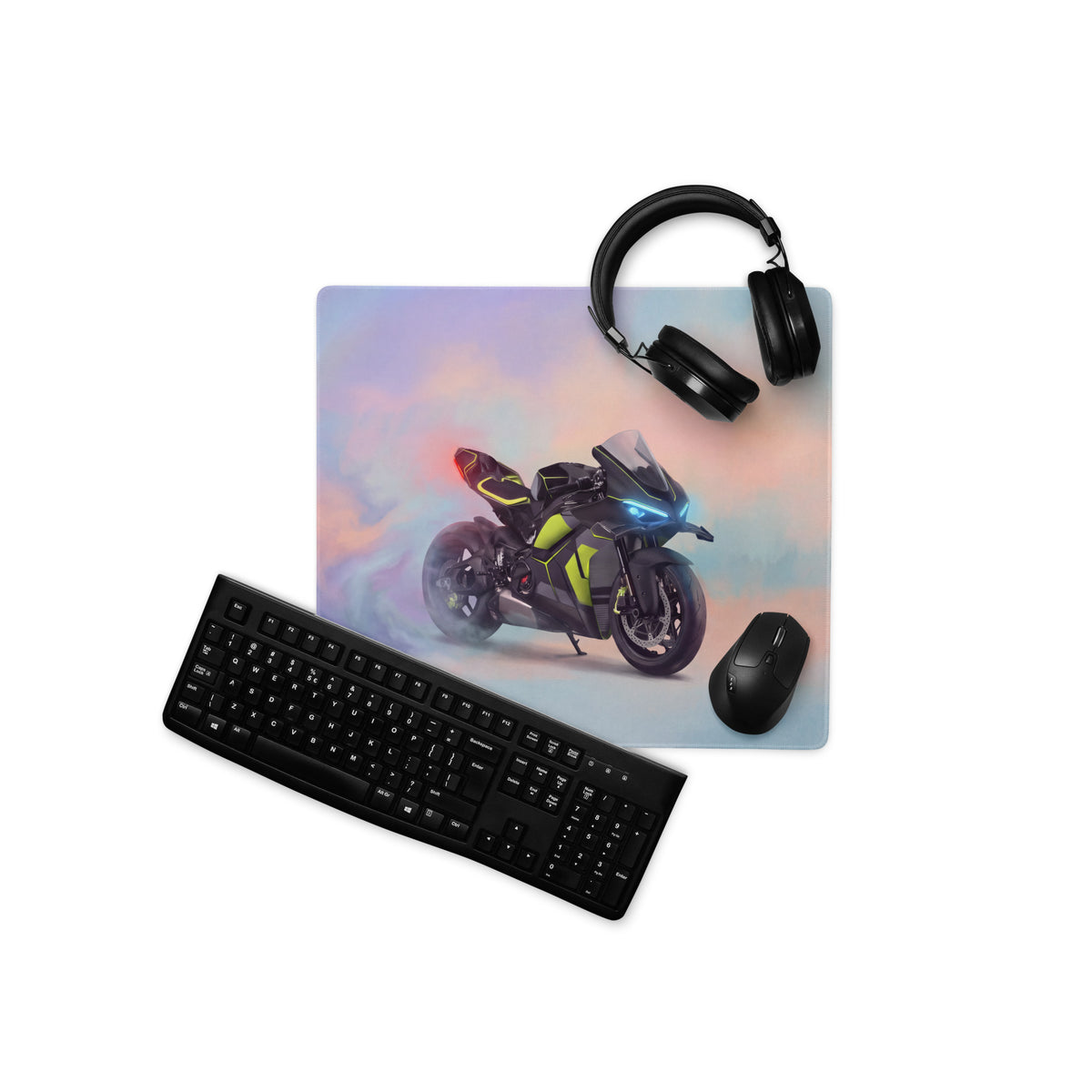 Ducati V4 Lamborghini Inspired Premium Desk Protector, Carbon and Neon Yellow Superbike Mouse Pad