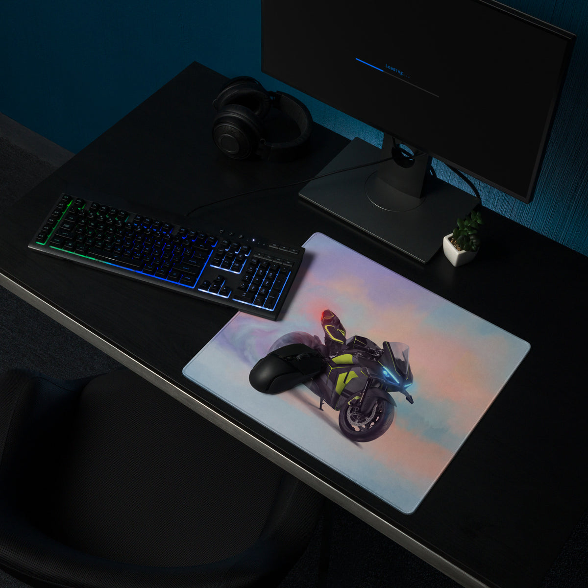 Ducati V4 Lamborghini Inspired Premium Desk Protector, Carbon and Neon Yellow Superbike Mouse Pad
