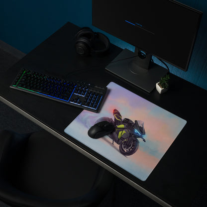 Ducati V4 Lamborghini Inspired Premium Desk Protector, Carbon and Neon Yellow Superbike Mouse Pad