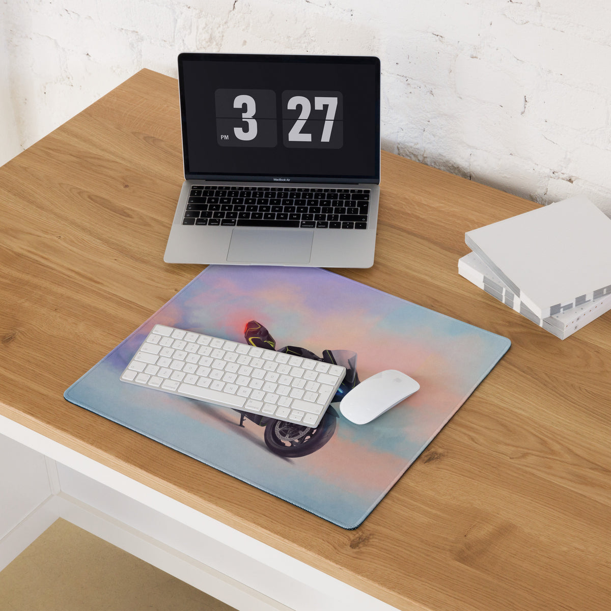 Ducati V4 Lamborghini Inspired Premium Desk Protector, Carbon and Neon Yellow Superbike Mouse Pad